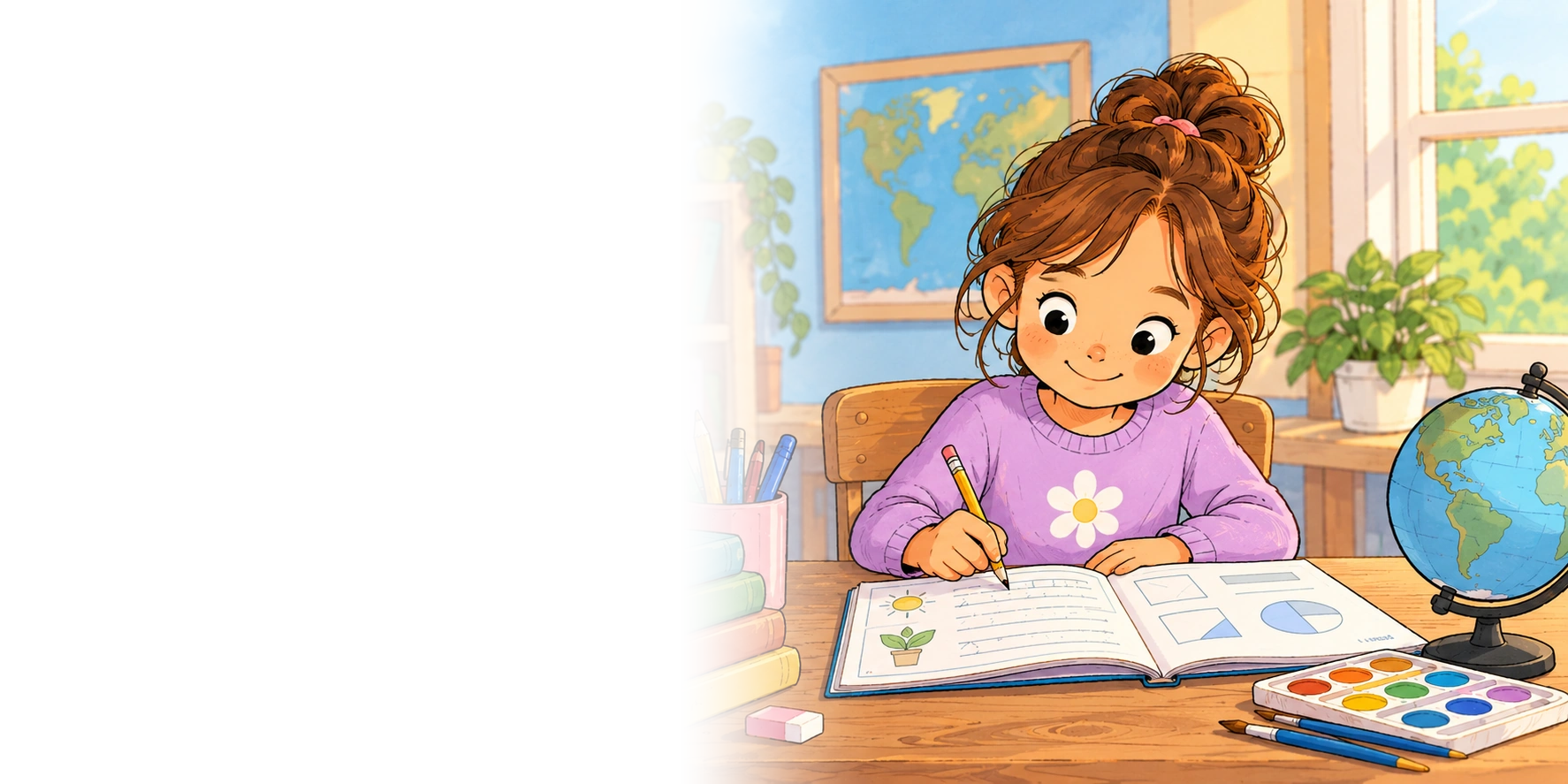 Cartoon learning illustration for Art & Creativity