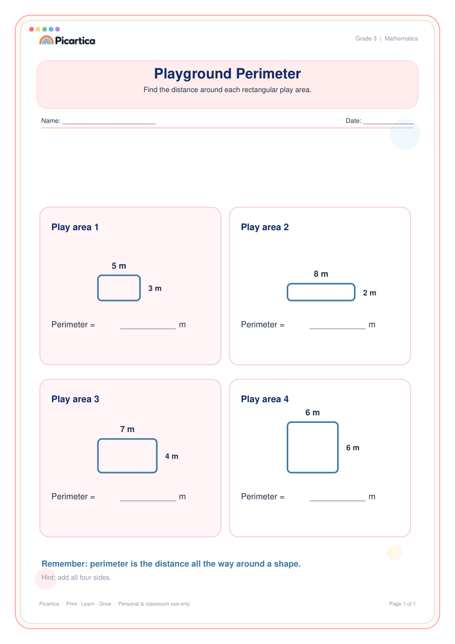 Playground Perimeter free worksheet preview