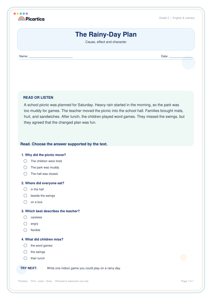 The Rainy-Day Plan free worksheet preview