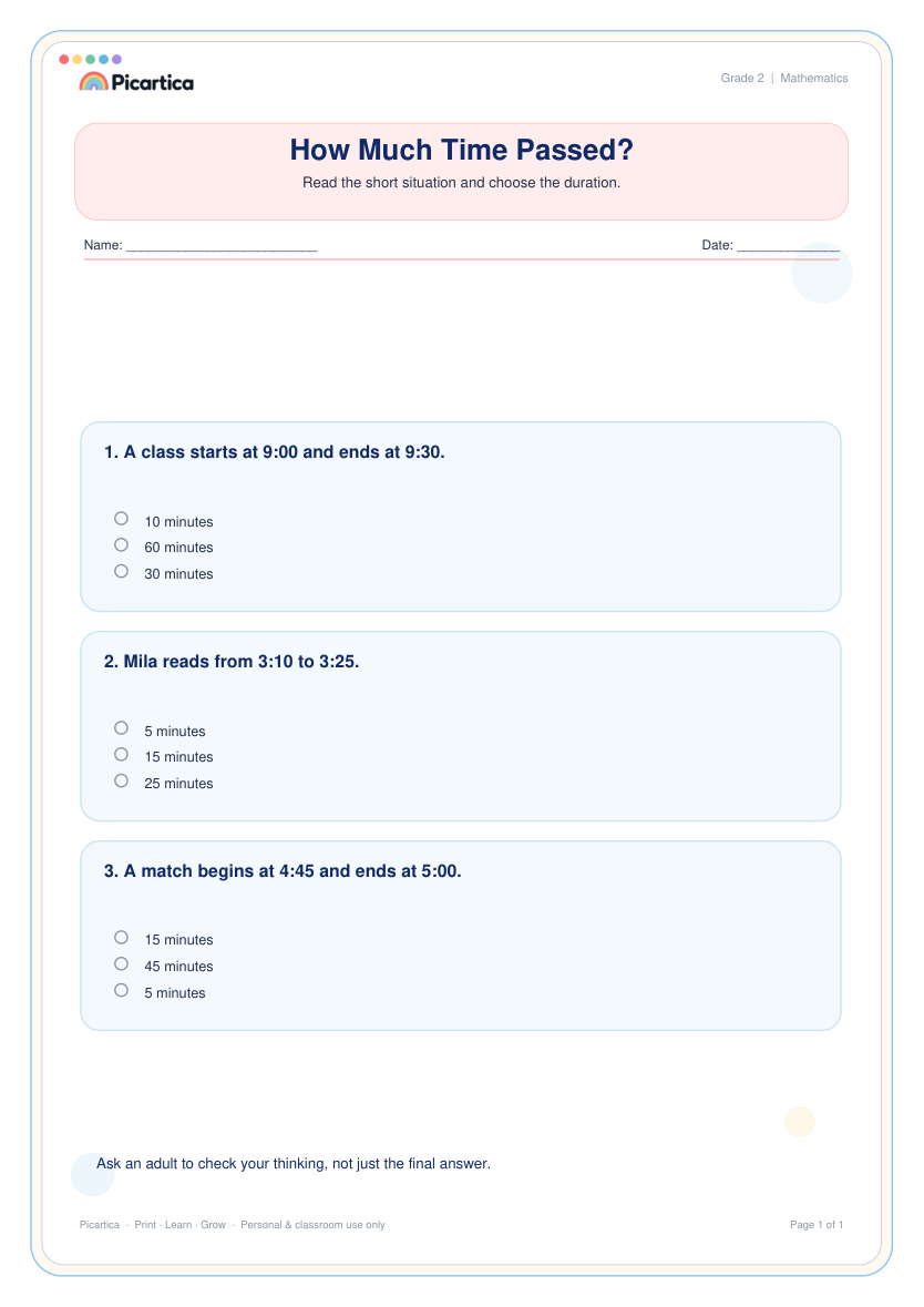 How Much Time Passed? free worksheet preview